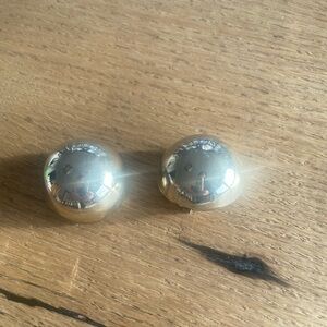 Gold Circle‎ Dome Clip Earrings Women One Size Preloved
